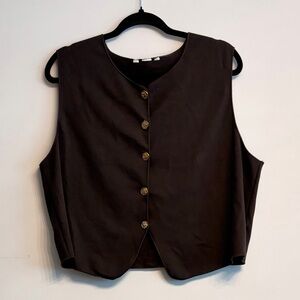 H&M Sleeveless Button-Front Vest in Dark Brown